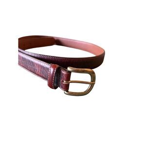 Men's L.L. Bean Brown Leather Belt, Solid Brass Buckle, 38, Made in USA